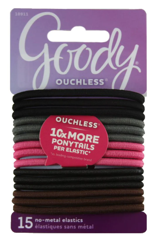 Goody Ouchless No Metal Hair Elastics Cherry Blossom - 15 Pack - Click Image to Close
