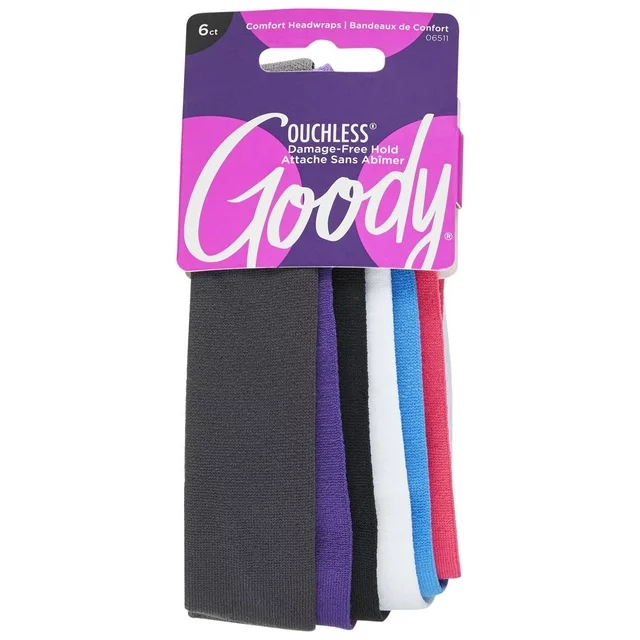 Goody Ouchless Jersey Fabric Headwraps, Wide Cloth Headbands, 6 Ct UPC:041457065112 Pack 72/3