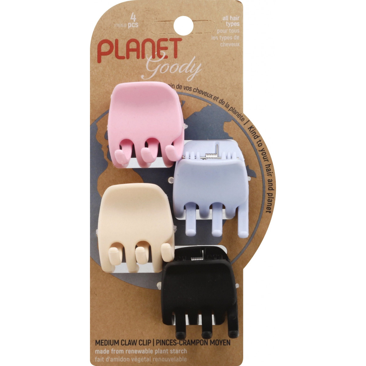 Planet Goody Neutral Heritage Claw Clips, 4 CT UPC:041457176689 Pack:72/3