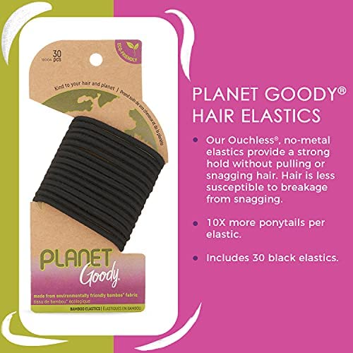 Goody Planet Goody Ouchless Elastic Thick Hair Tie - 30 Count Black - Medium Hair to Thick Hair