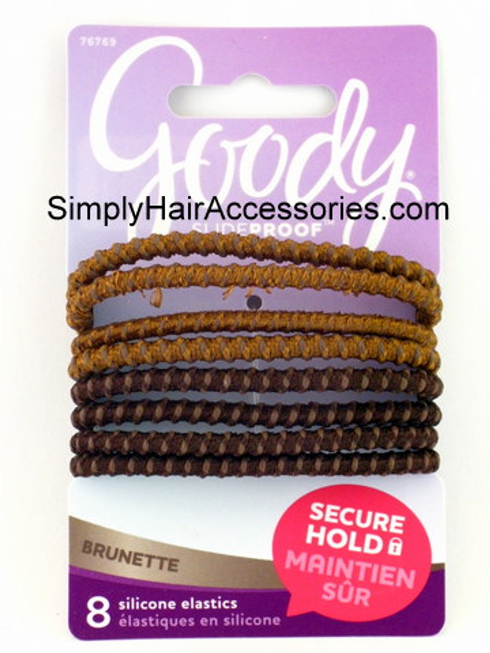 Goody Slideproof Brunette Silicone Hair Elastics - 8 Pcs. - Click Image to Close