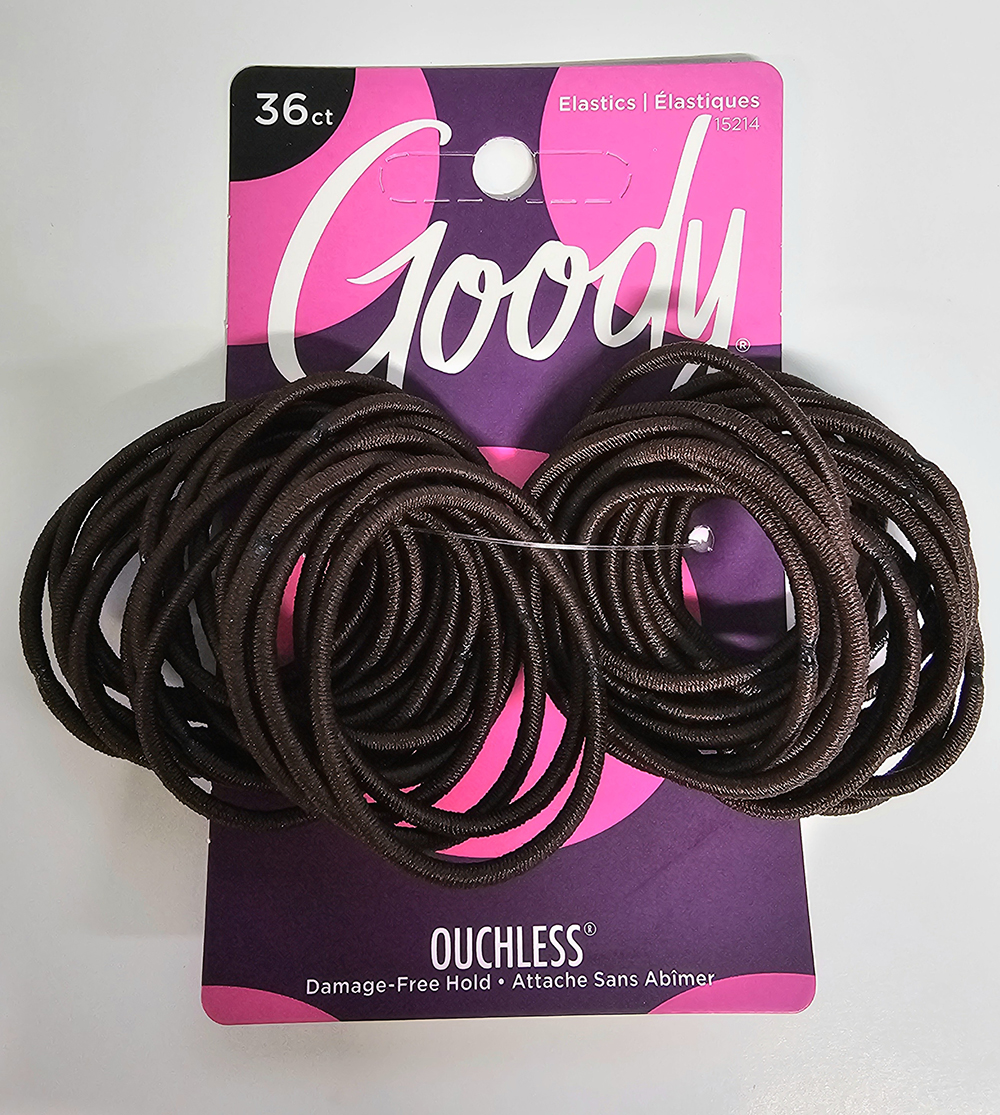 GOODY ELASTICS OUCHLESS 2MM SM BROWN-36 CT UPC 041457152140 - Click Image to Close