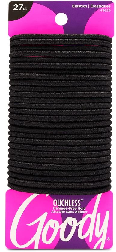 Goody Ouchless Elastics Thick Hair Ties, Black, 27 count, 4mm