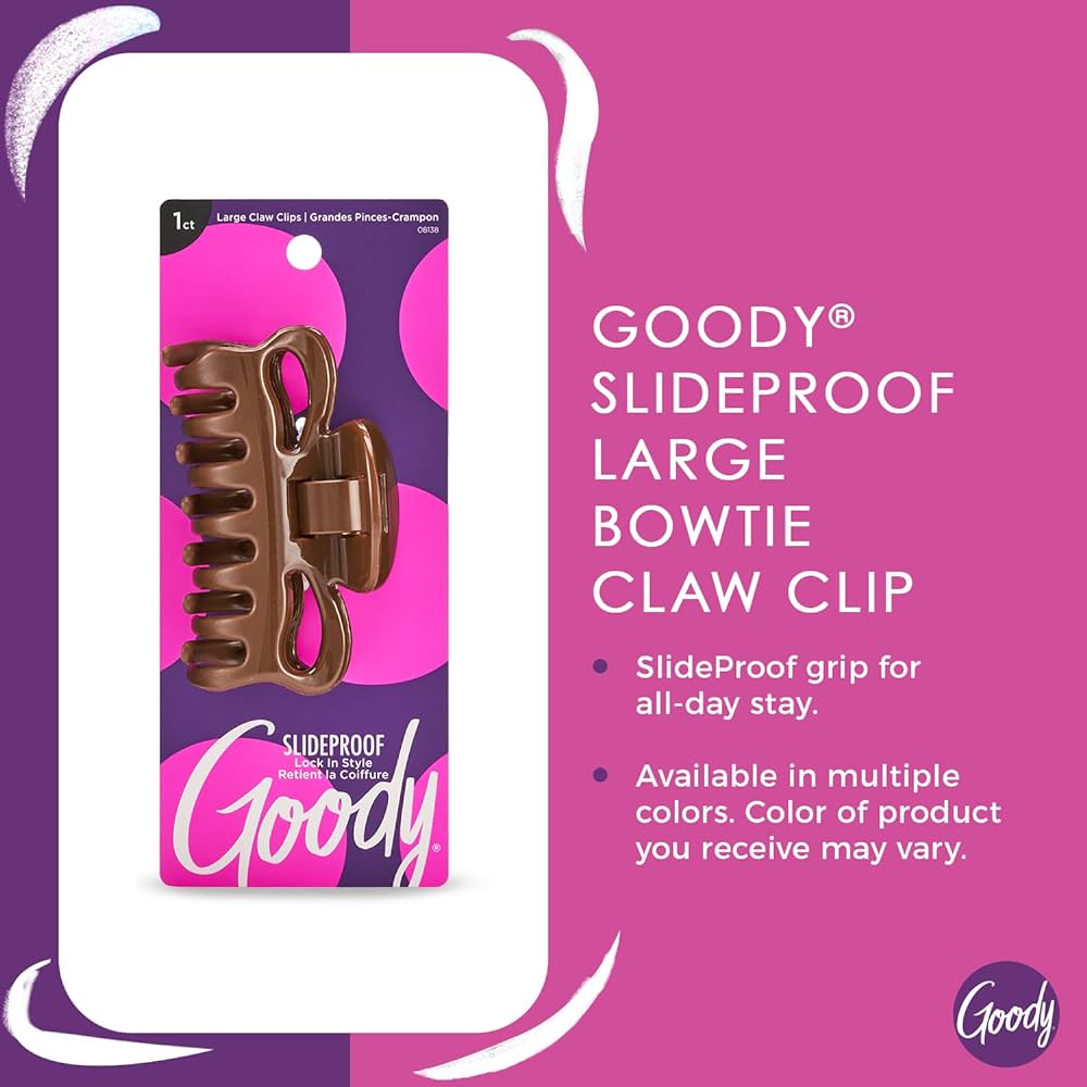 Goody Sildeproof Large Bowtie Claw Clip UPC:041457081389 Pack:72/3 - Click Image to Close
