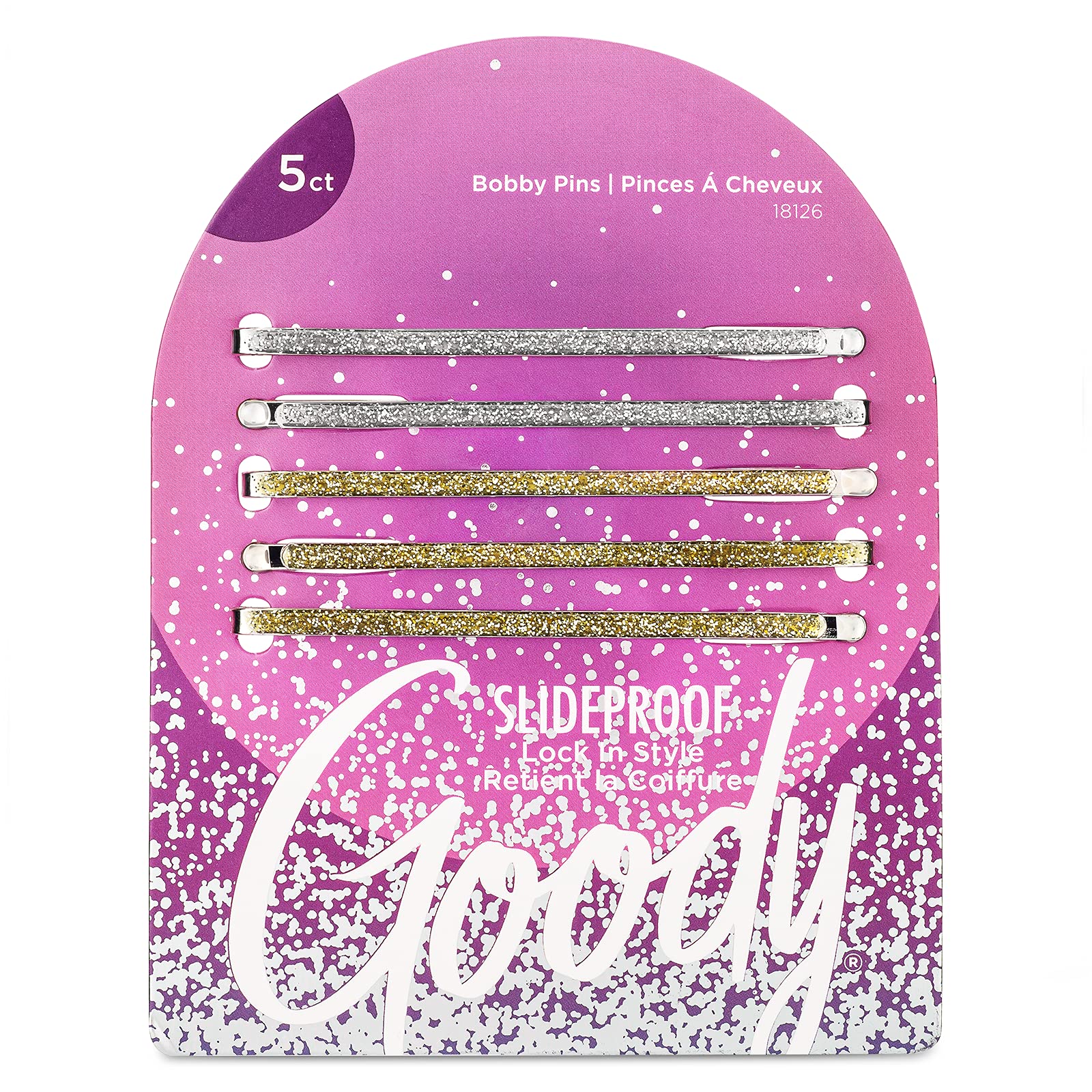 Goody Holiday Ball Enameled Bobby Pin Set - 5 Count Silver and Gold UPC:041457181263 PACK:72/3