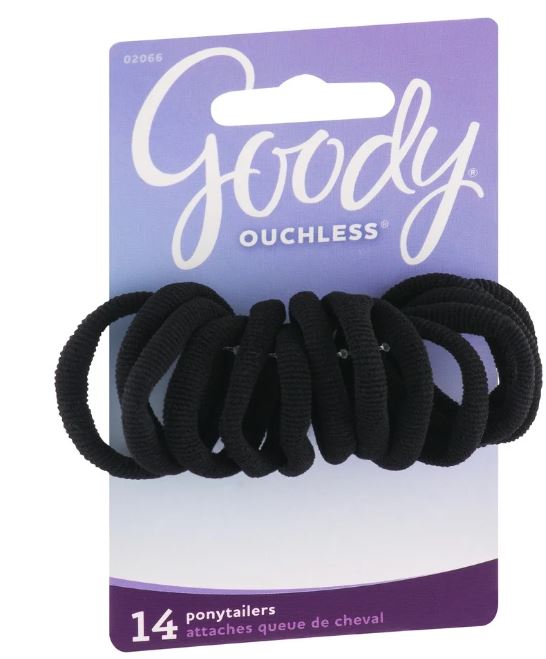 Goody Ouchless Black Gentle Fit Soft Fabric Terry Elastic-14ct UPC: 041457020661