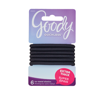 Goody Ouchless 6MM Elastics Black Thick Hair UPC:041457010136 Pack:72/6