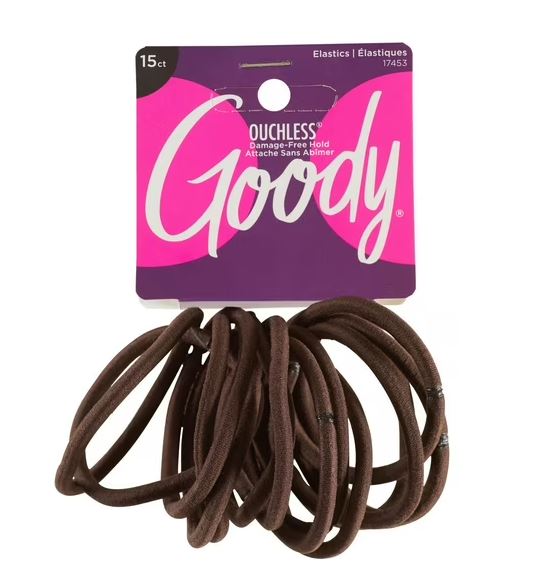 ITEM# 3001163 Goody Thick Hair Super Stretch Ouchless Elastics - Brown UPC:041457178577