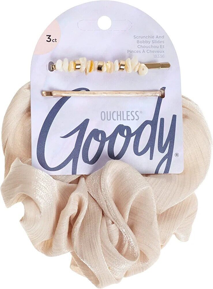 Goody XL Scrunchie with 2 Dazzling Pearl Beads Gold Slideproof Bobby Pins Set AMZ - Click Image to Close