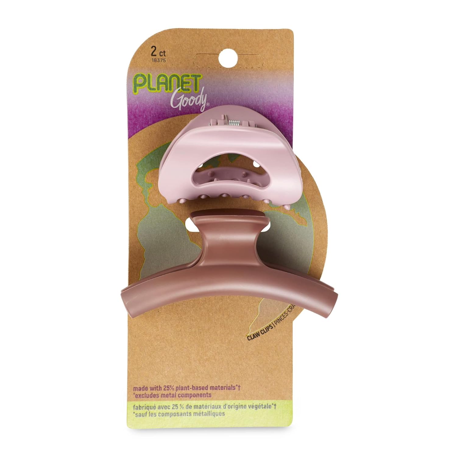 Planet Goody SlideProof Claw Clips 2ct Blush and Greece UPC:041457183755 Pack:72 NO INNER