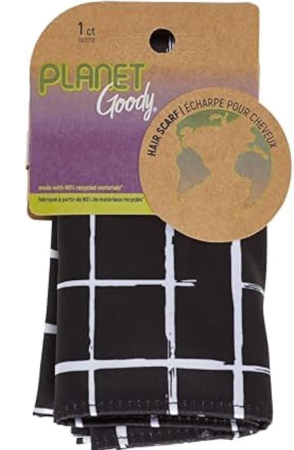 Goody Planet Ouchless Recycled Satin Scarf Black and White UPC:041457183786 PACK:72 NO INNER - Click Image to Close