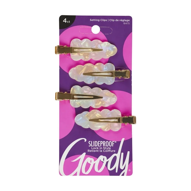 Goody Slideproof Salon Clips Pearl White 4ct UPC:041457184752 Pack:72/3