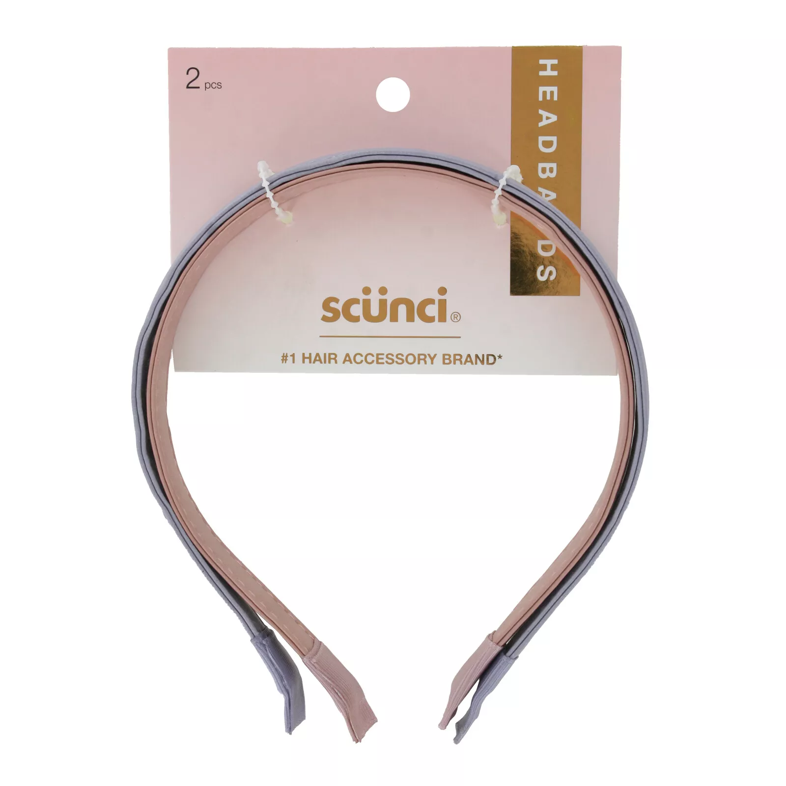 Scunci Elevated Basics Faux Leather Headbands, Assorted Colors, 2-Count
