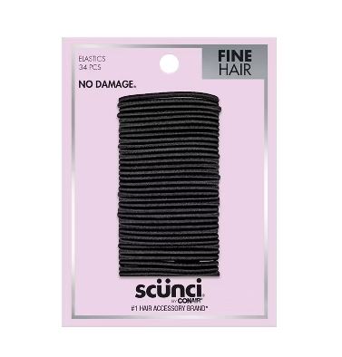 #3211503T048 Scunci Small 2mm No Damage Elastics - 34pk Black, PACK 48, UPC 043194321155