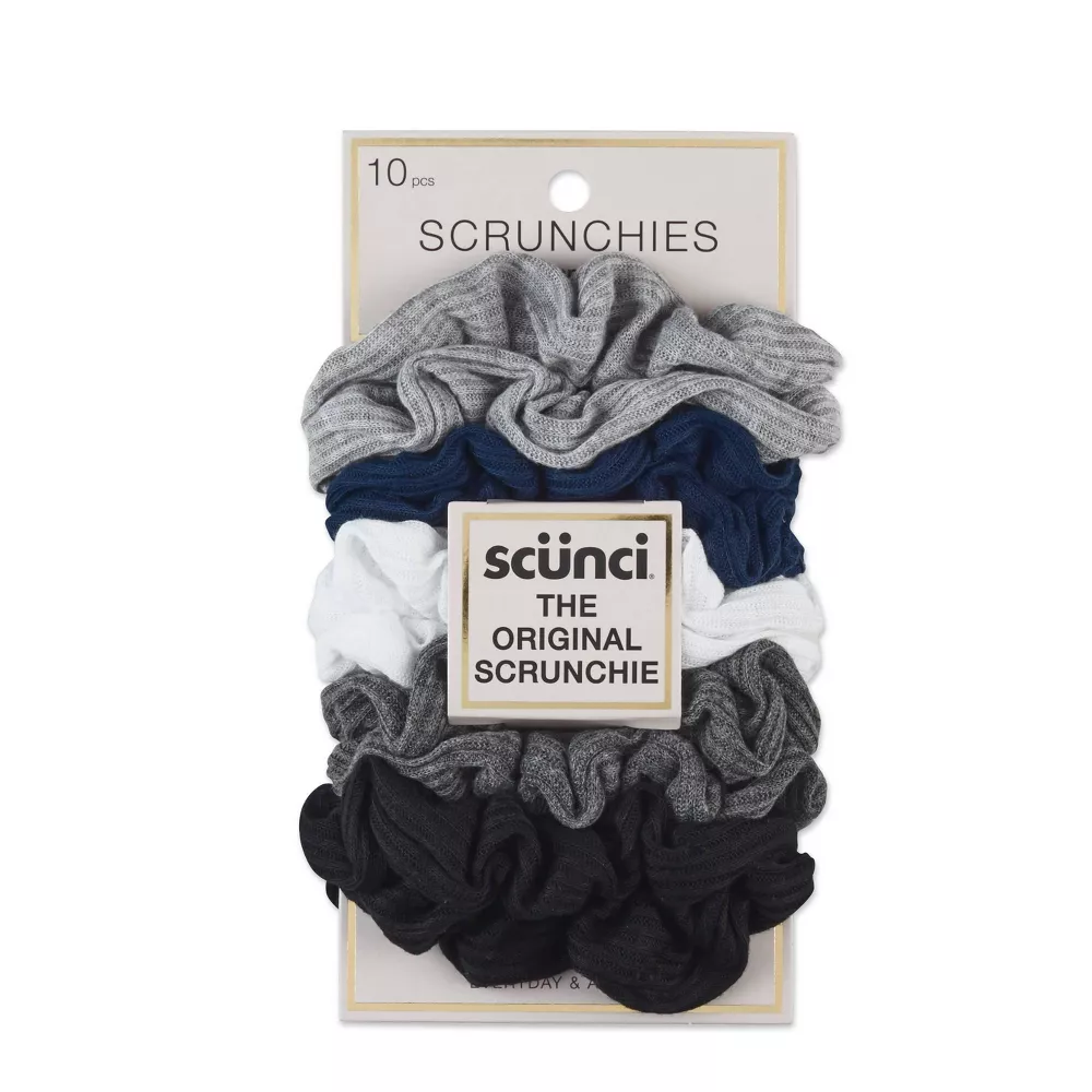 Scünci Large Interlock Ribbed Twister Everyday & Active Scrunchies - 10ct