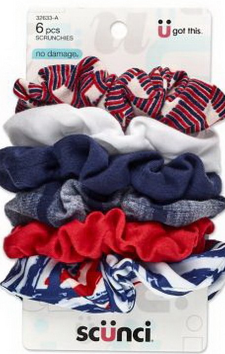 Scunci 6pcs Red,White, and Blue
