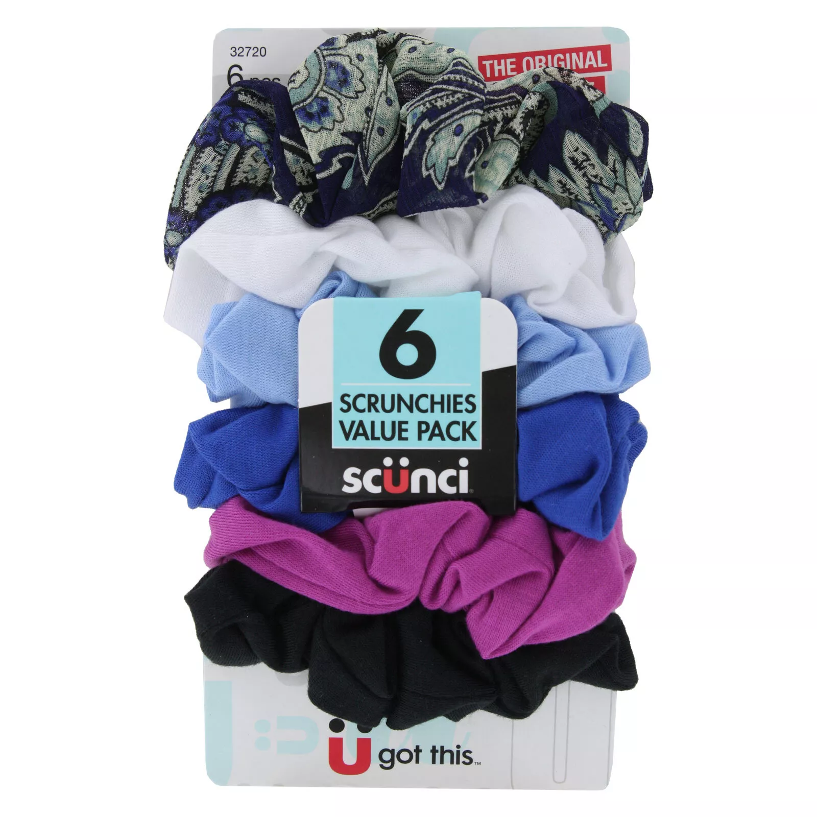 6 Scunci The Original Scrunchie Interlock Twister Scrunchies, Assorted Colors