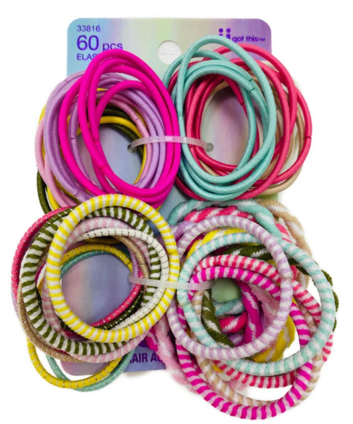 scunci Assorted Colors and Patterns Elastics - 60pk