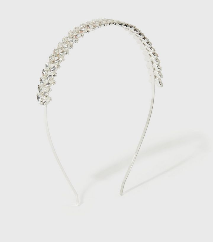 New Look Silver Premium Gem Leaf Headband