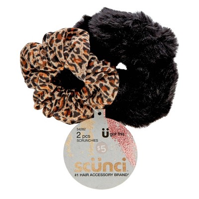 Scunci Scrunchies – Leopard/Black, 2 pcs