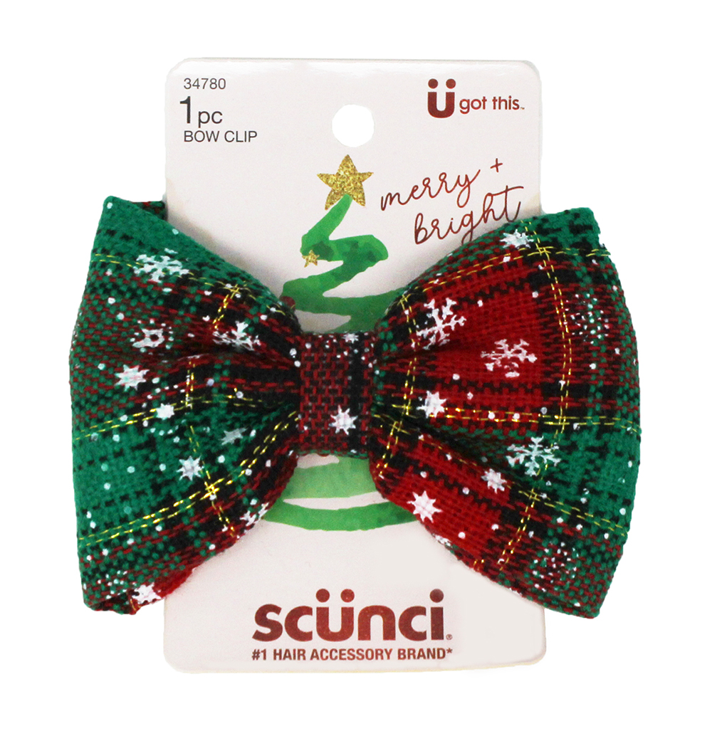 Scunci Holiday Hair Bow Clip 1 pk