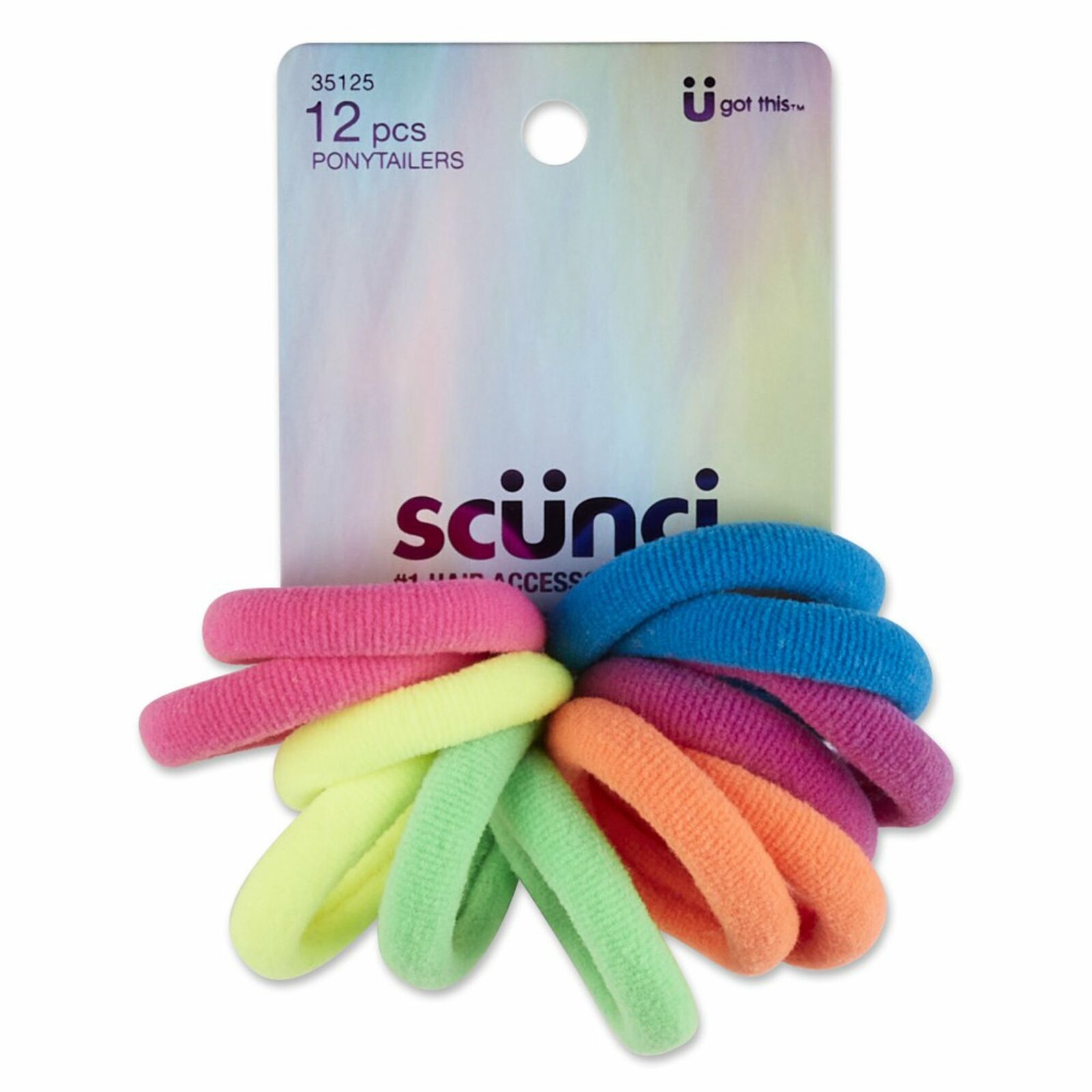 Scunci No-Damage Stretch Ponytailer Hairbands in Bright Colors, 12ct