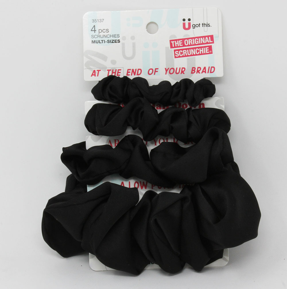 4 PCS BLACK SCRNCHIES MULTI-SIZES - Click Image to Close