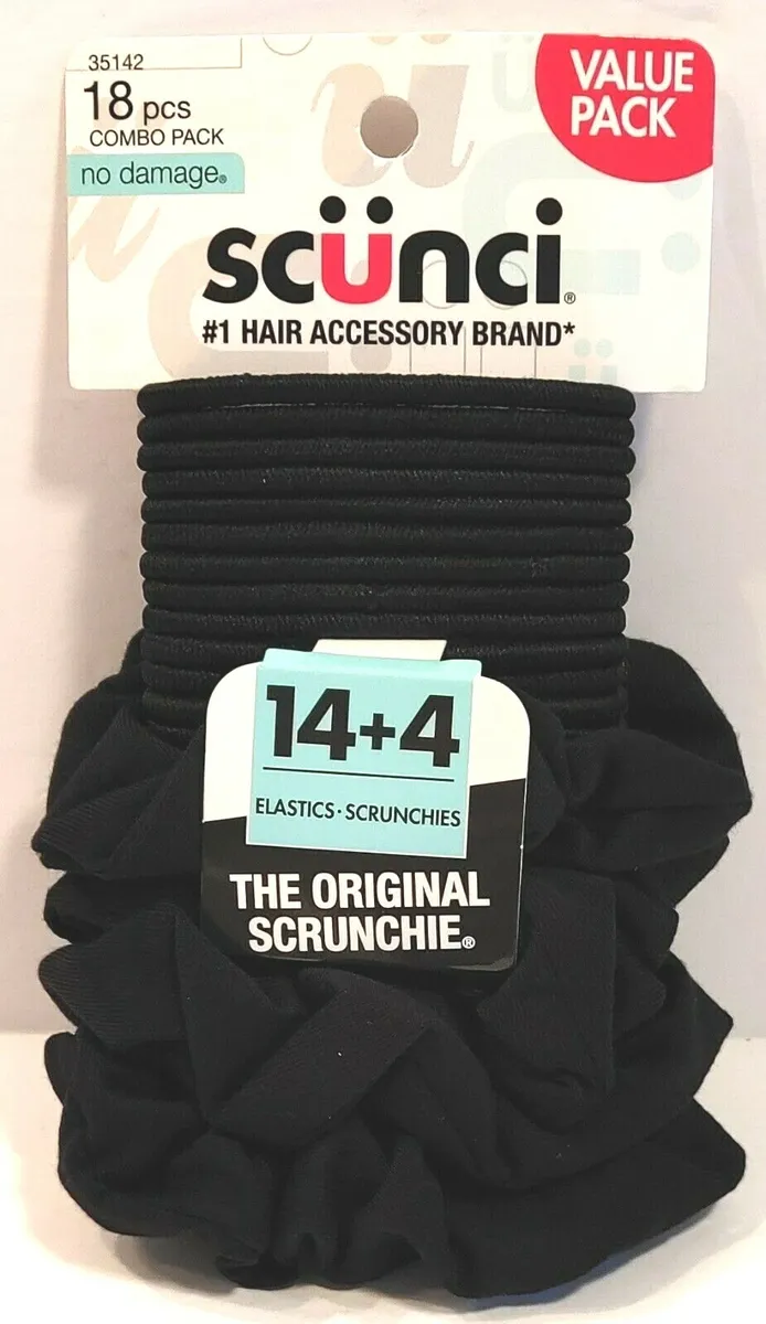 Scunci - 14 Elastics & 4 Scrunchies Combo Pack - The Original Scrunchie