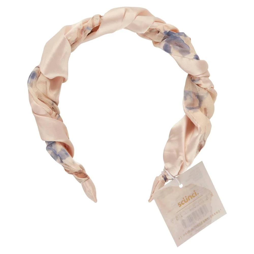 Scunci Collection Spiraling Headband Lavender Blue Cream Floral - Click Image to Close