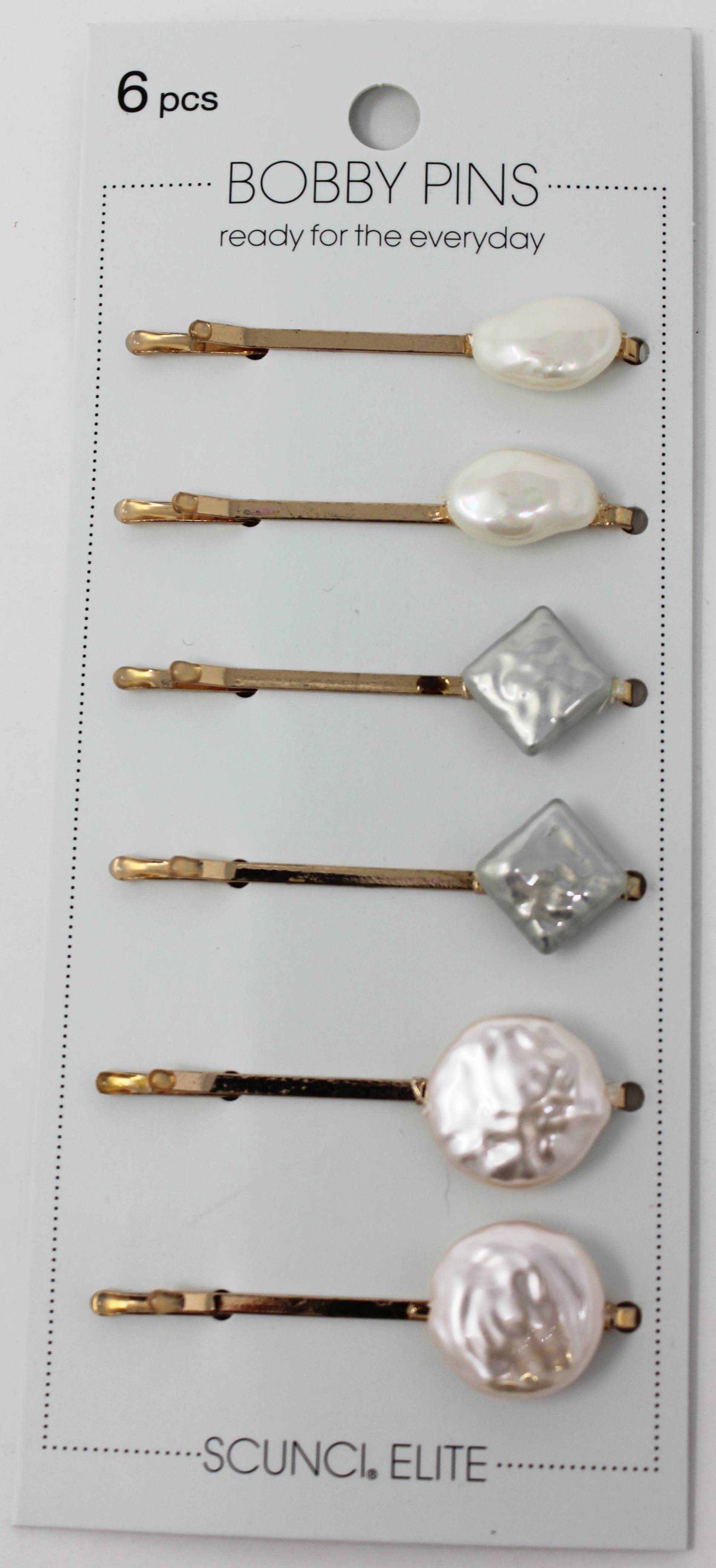 Scünci Elite Pearl Essence Bobby Pins - 6ct