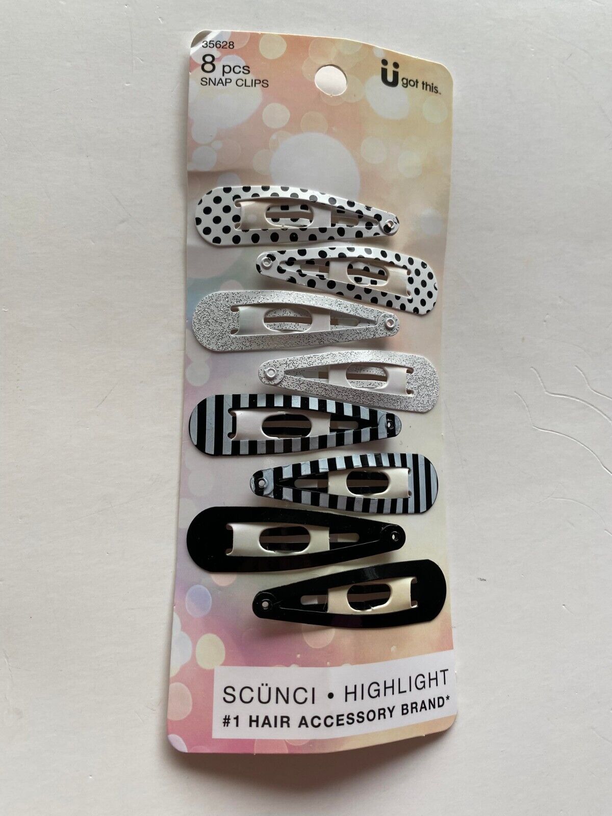 Scunci snap clips ( 8 pieces ) 35628 Women Girls hair clip beautiful color - Click Image to Close