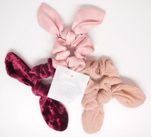 Scunci Collection Bow Scrunchies - Blush Pink, Velvet & Satin - 3 Pack
