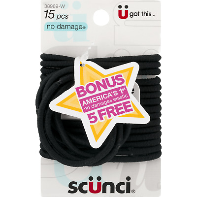 Scunci Black Elastics 15 Count Plus Bonus 5 elastics