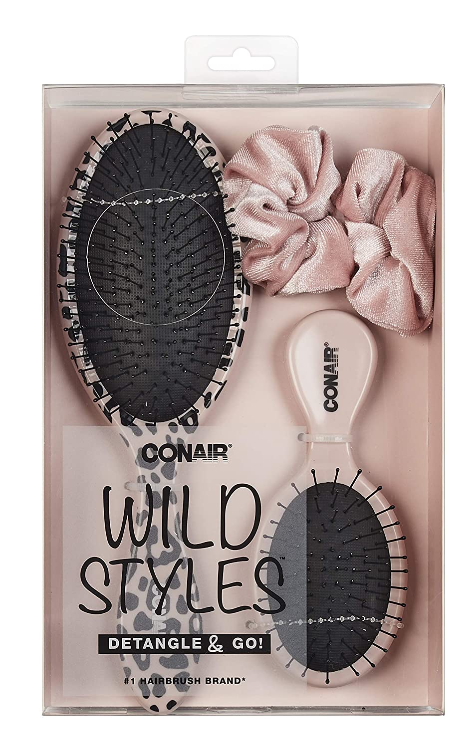 Conair Wild Styles Detangle & Go Brushes and Scrunchie, 3CT - Click Image to Close