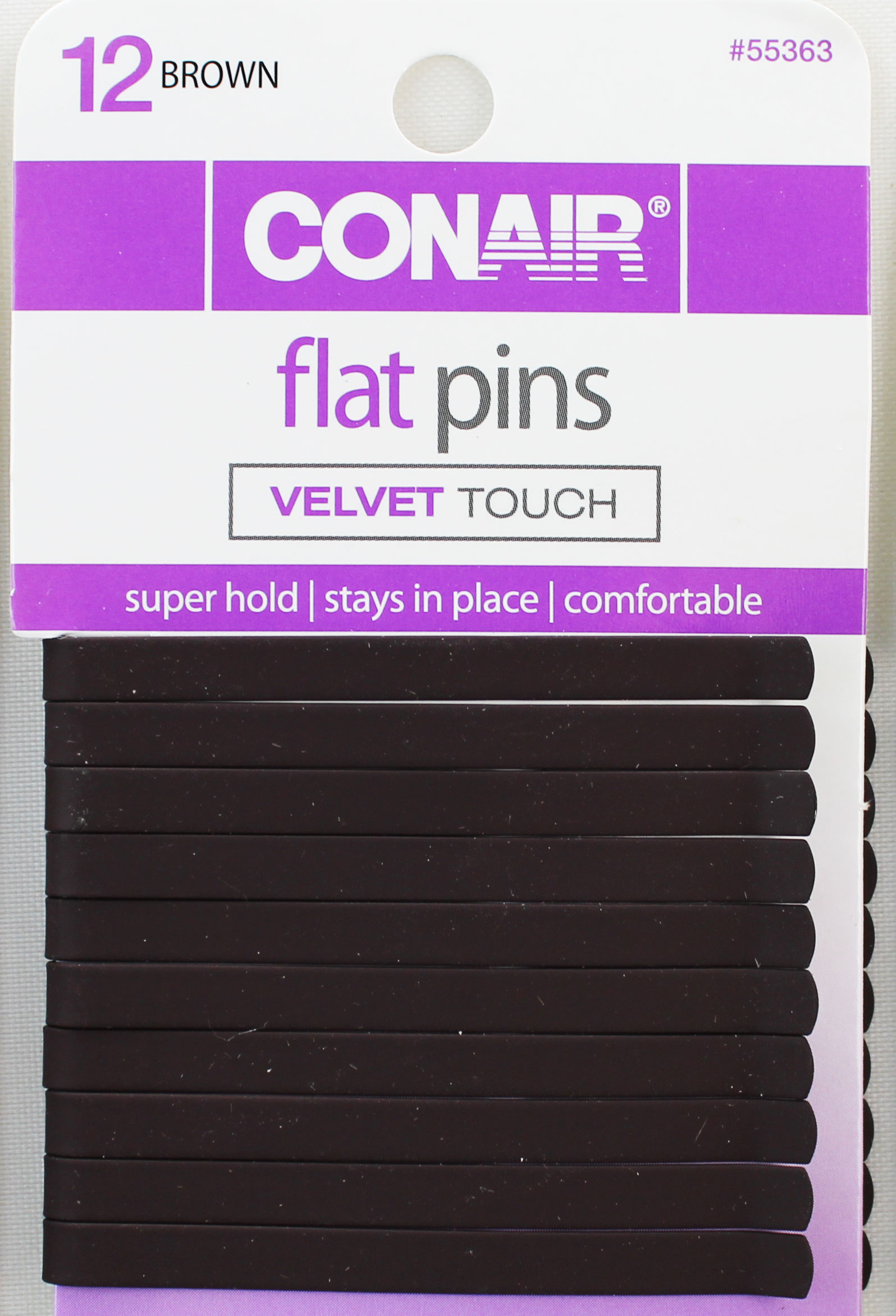 Velvet Touch Flat Pins - SCUNCI - 12 Count - Click Image to Close