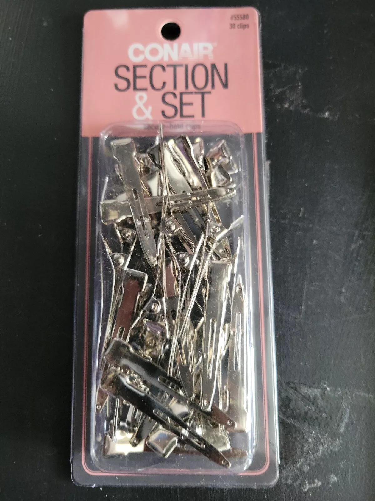 Conair Section and Set Single Prong Clips, Silver, 30-Count
