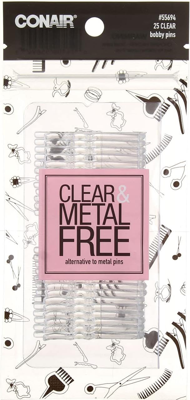 SCUNCI - Bobby Pins Clear and Metal Free - 25 Count