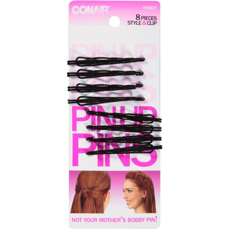 Conair Style & Clip Pin Up Pins, Black, 8 pcs