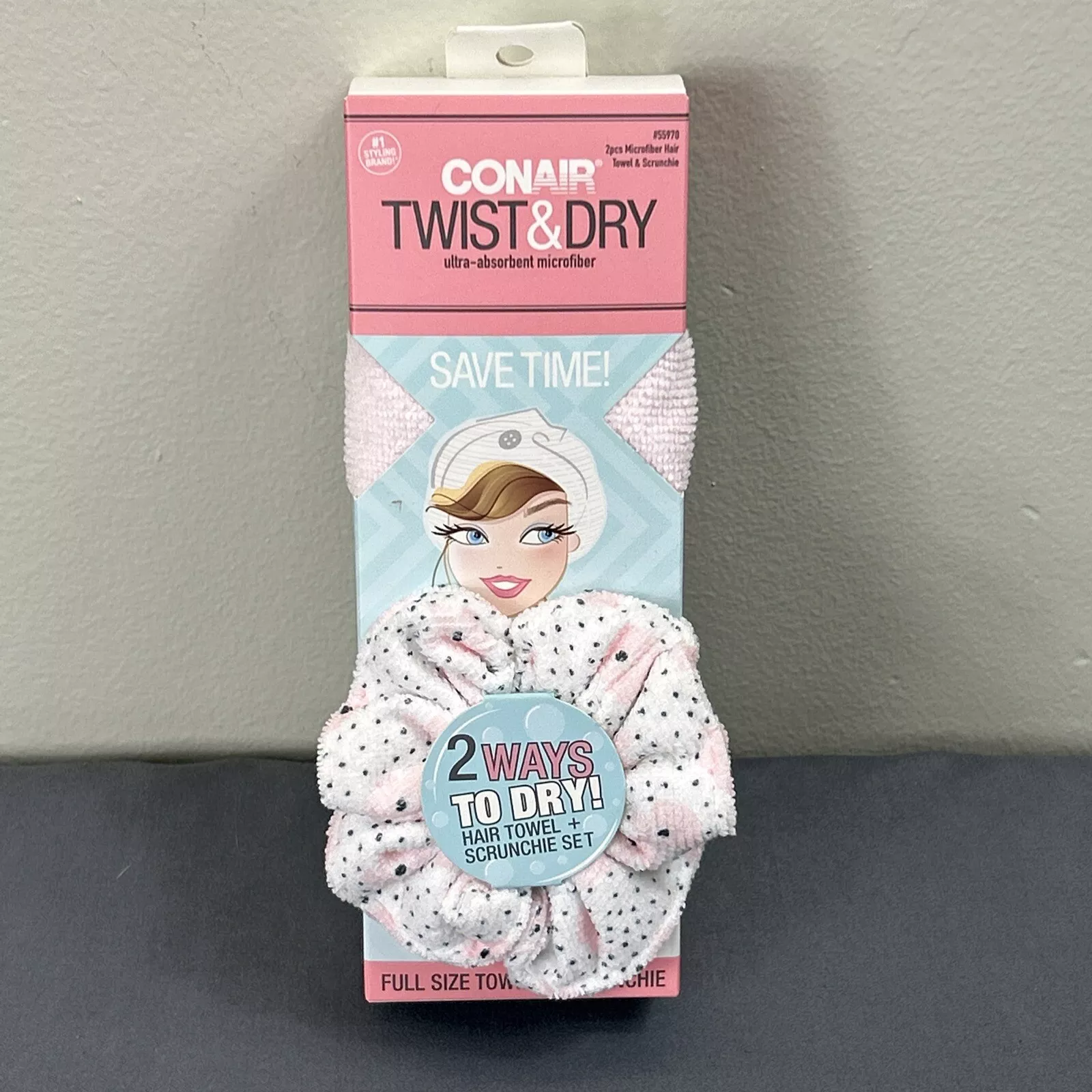Conair Twist & Dry Ultra-Absorbent Microfiber Towel + Scrunchie
