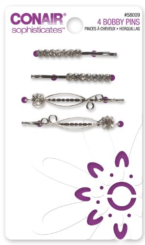 4 Piece Rhinestone Bobby Pins - Click Image to Close