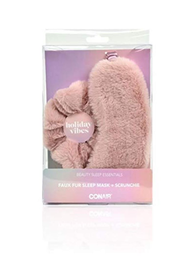 Scunci Faux Fur Sleep Mask & Scrunchie Set, 2 Count Pack