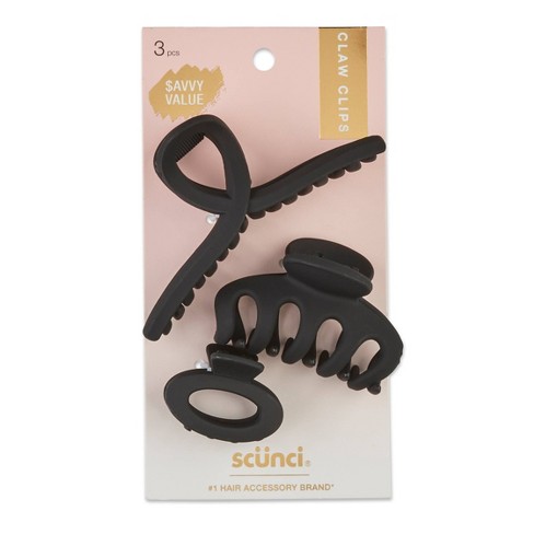 Scunci Basic Claw Hair Clips Black 3pcs UPC:043194602940