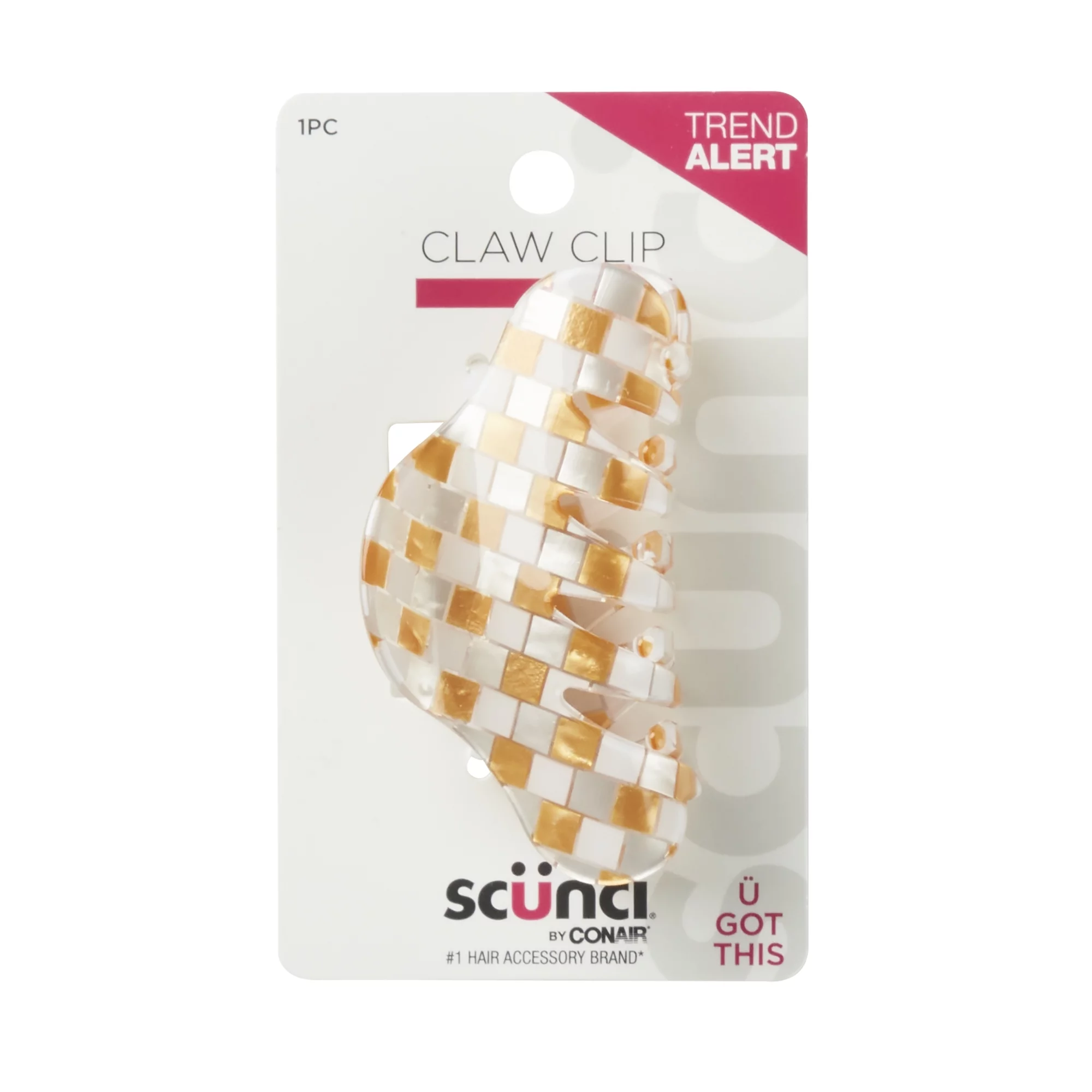 Scunci 1 Pk Checker Jaw Clip Fast Fashion UPC:043194606863 Pack: 48 (24-2's)