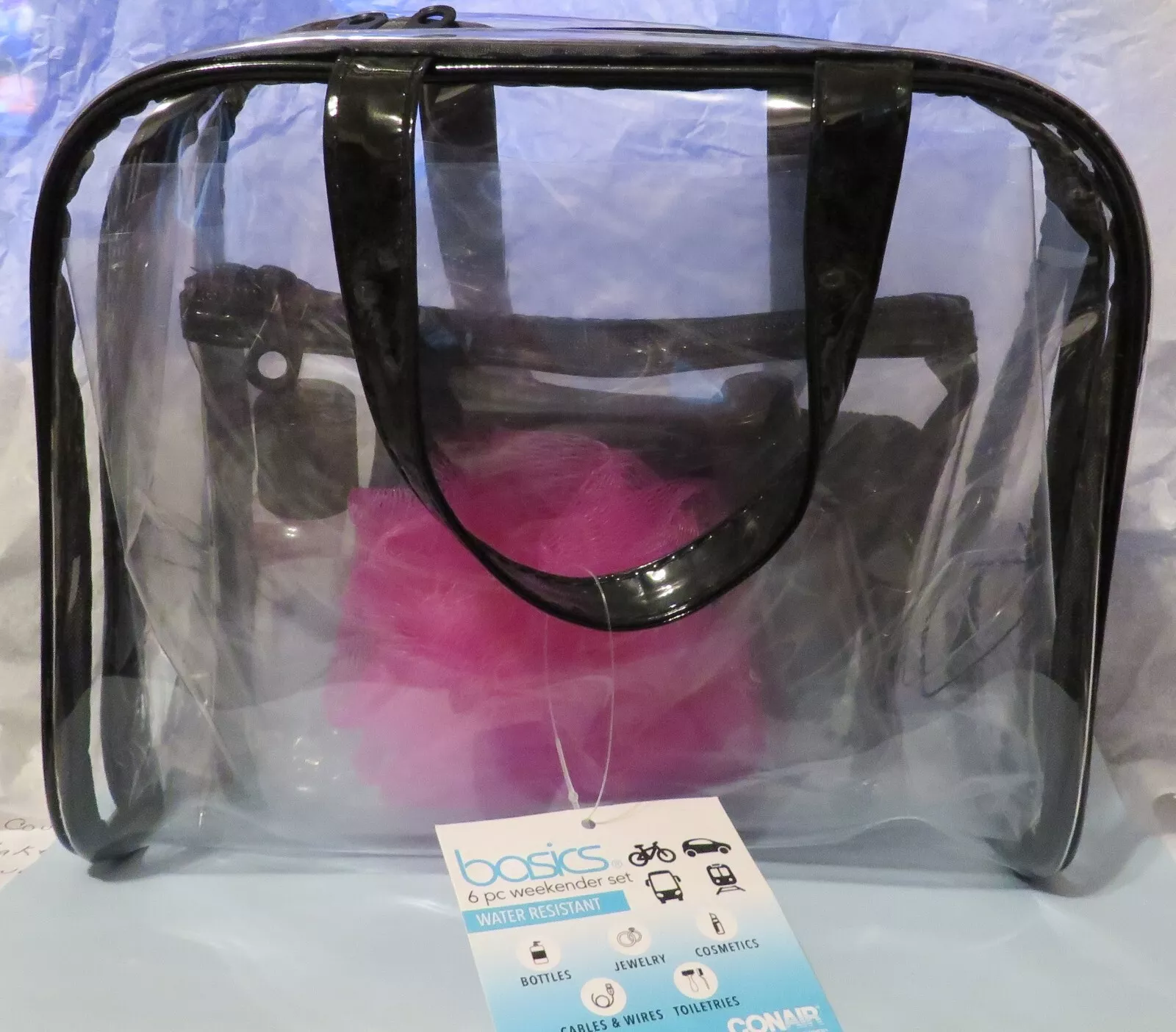 Make Up Bag Toiletries Cosmetic Clear Travel Set 6 Pc. New!