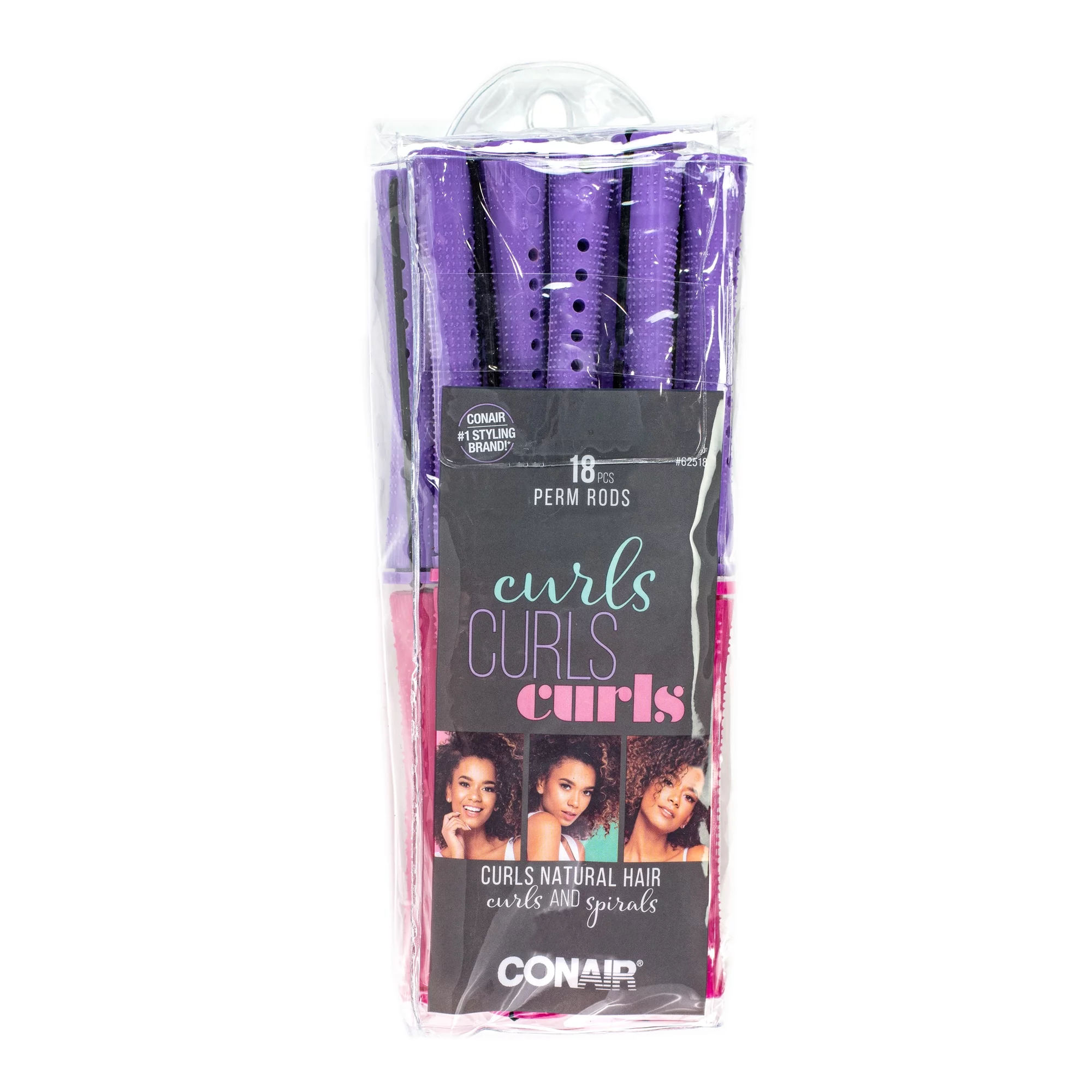 Conair 5” Plastic Medium Perm Rods 18 Piece Set Pink and Orange UPC:074108625182 Pack:120 (40-3'S)