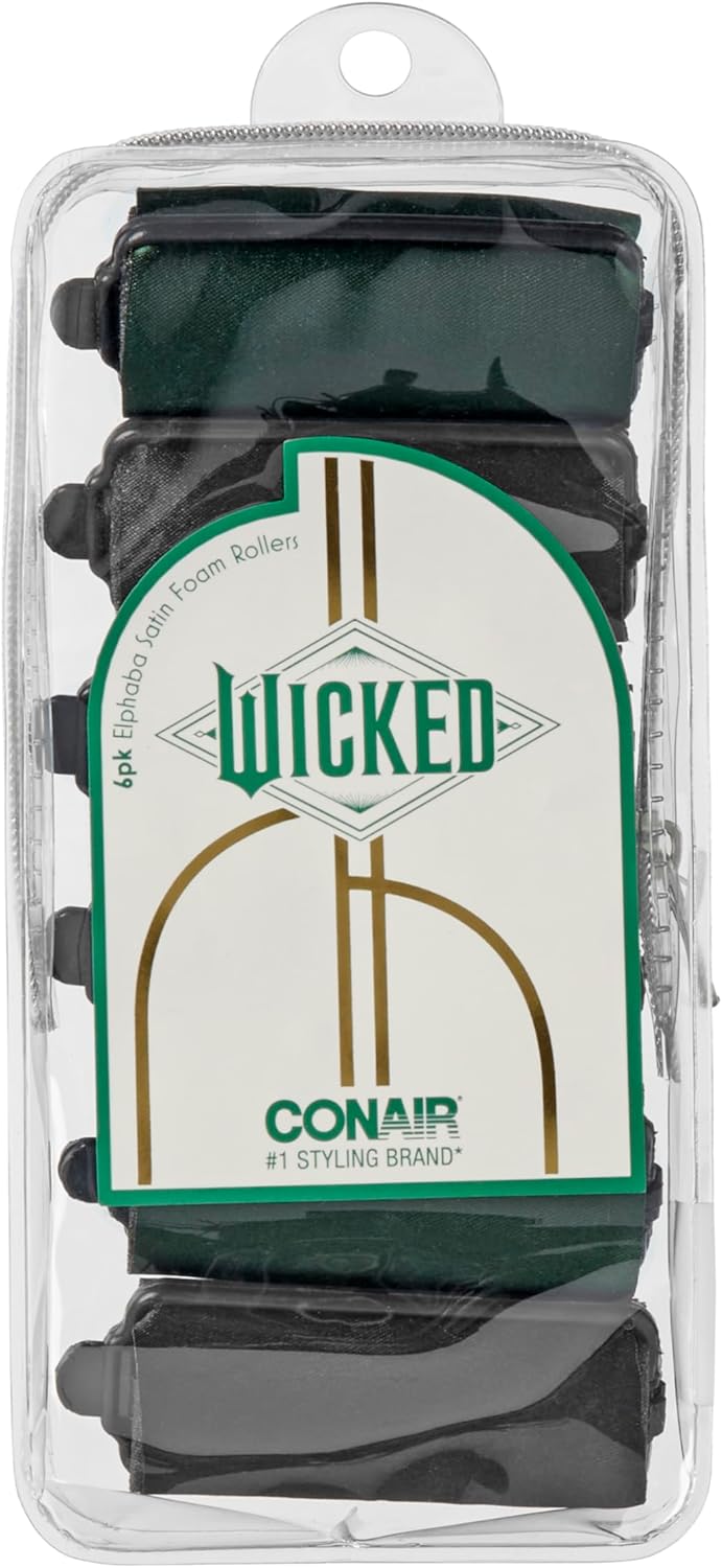 Wicked Elphaba 6PK Satin Rollers - hair rollers - foam rollers - heatless hair curlers - Scunci by