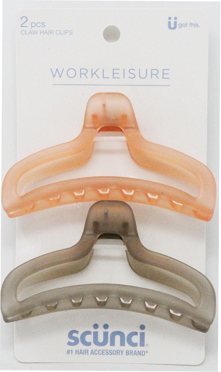 Scunci 2 Pk Translucent Jaw Clips Workleisure UPC: 043194694198 Pack:48 (16-3's)