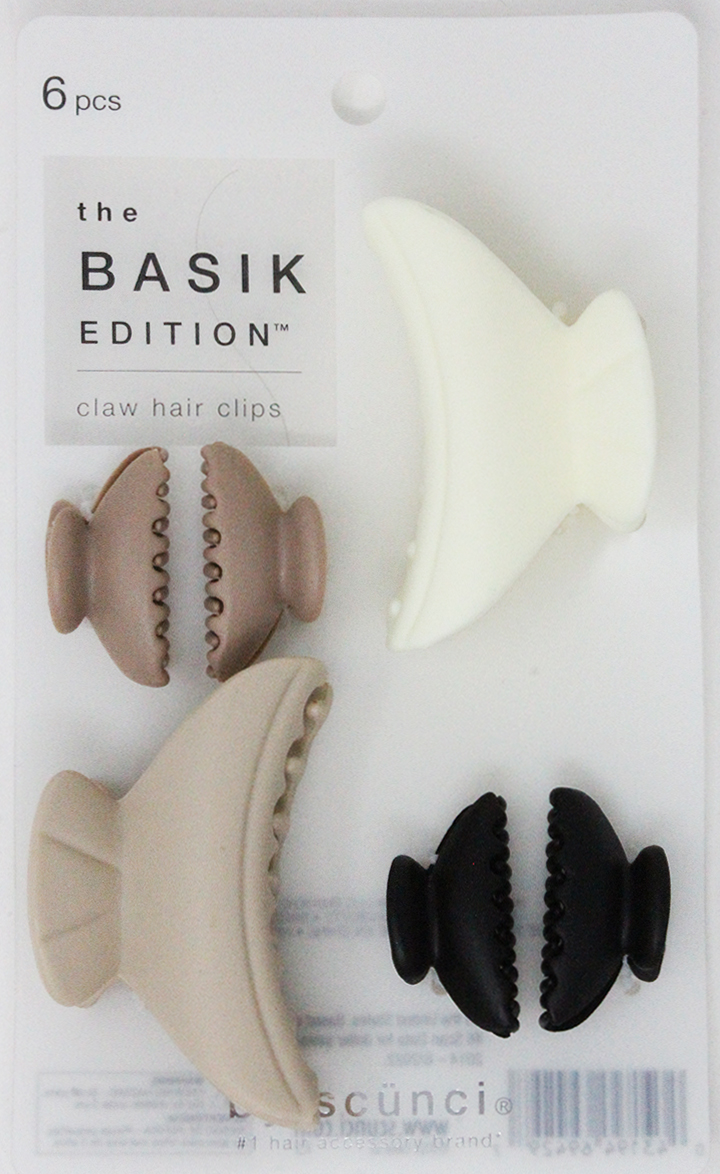 Scunci The Basik Edition 6 Pk Mix Jaw Clips UPC:043194694297 Pack: 48 (16-3's)