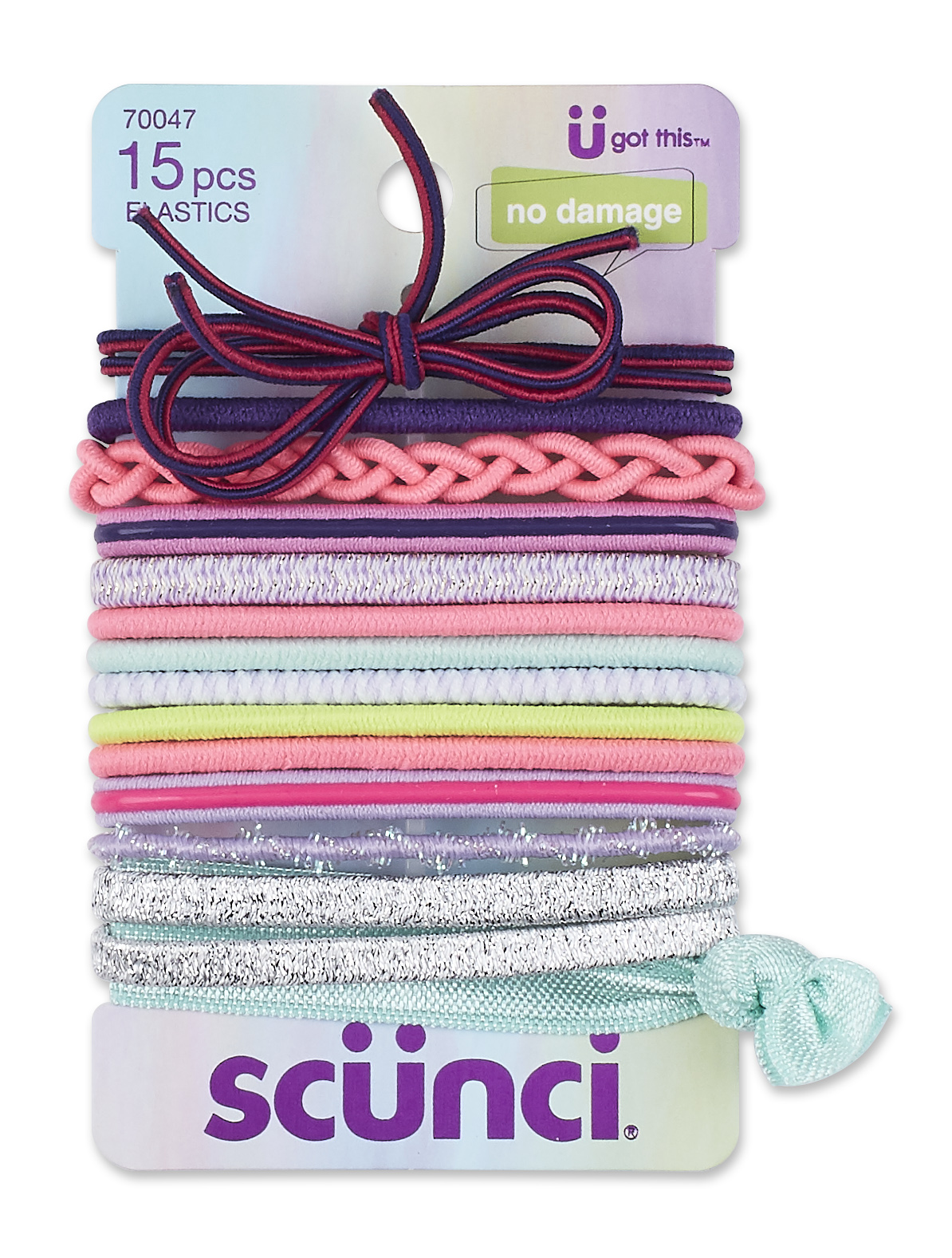 Scunci No-Damage Elastic Stretch Hairbands in Assorted Textures, Styles, and Bright & Neutral Colors