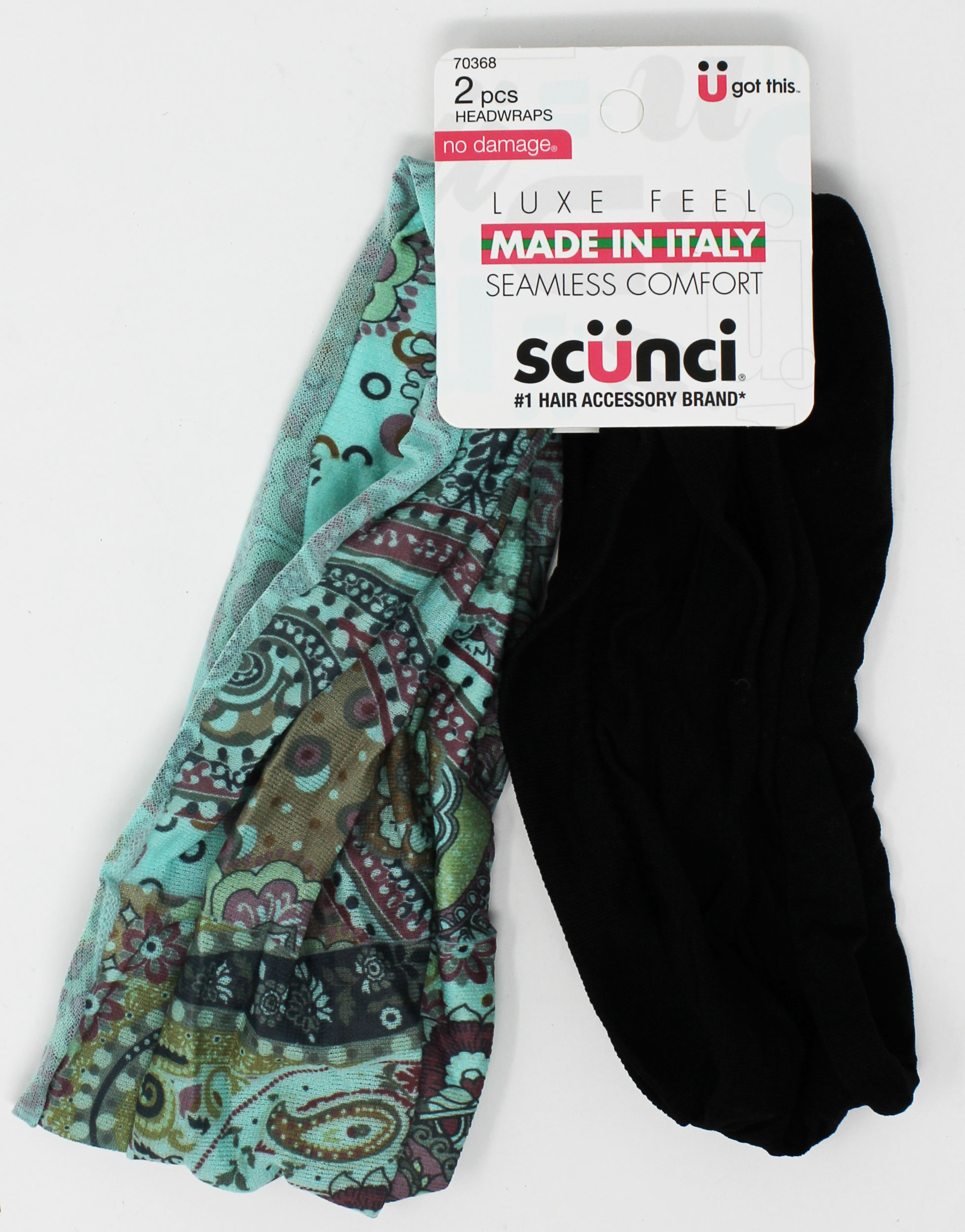 SCUNCI MADE IN ITALY LUXE FEEL SEAMLESS COMFORT HEADWRAPS 2PCS
